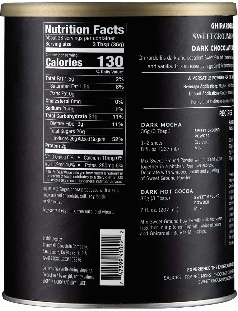 Ghirardelli textura del polvo de cacao en detalle aporta mezcla homogénea