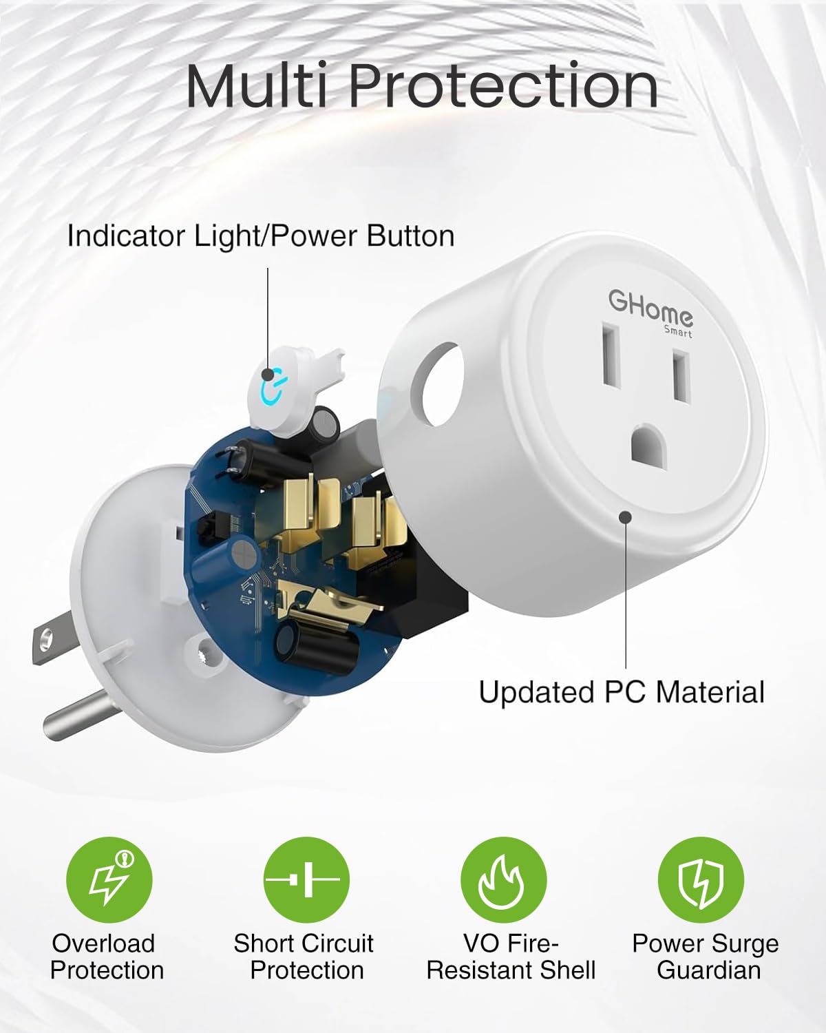GHome Smart enchufe en ambiente sala moderno mostrando automatización y confort