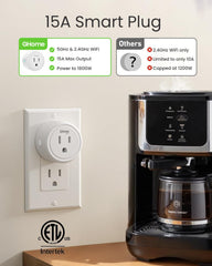 GHome Smart enchufe textura y conector mostrando construcción segura y duradera