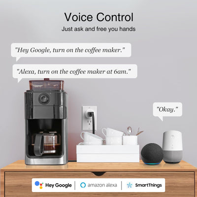 GHome Smart plugged into wall with lamp on demonstrating remote control