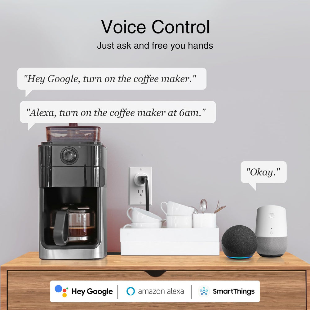 GHome Smart plugged into wall with lamp on demonstrating remote control