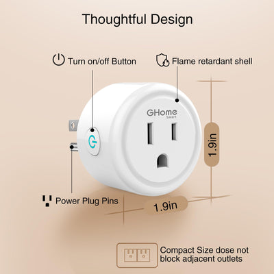 GHome Smart next to hand for scale showing compact size and space-saving