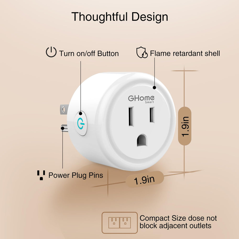 GHome Smart next to hand for scale showing compact size and space-saving