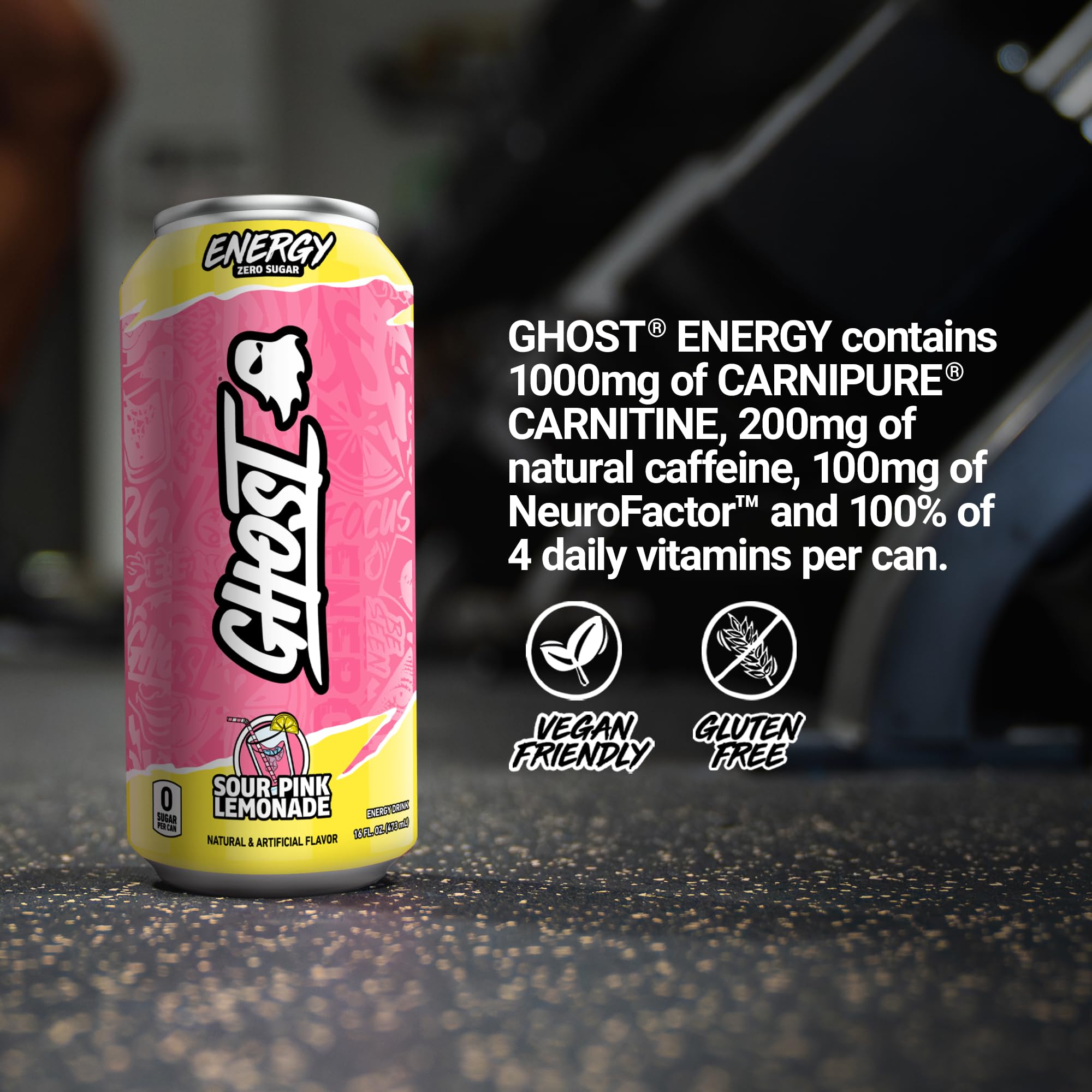 GHOST 16oz can in hand demonstrating true-to-size long-lasting serving