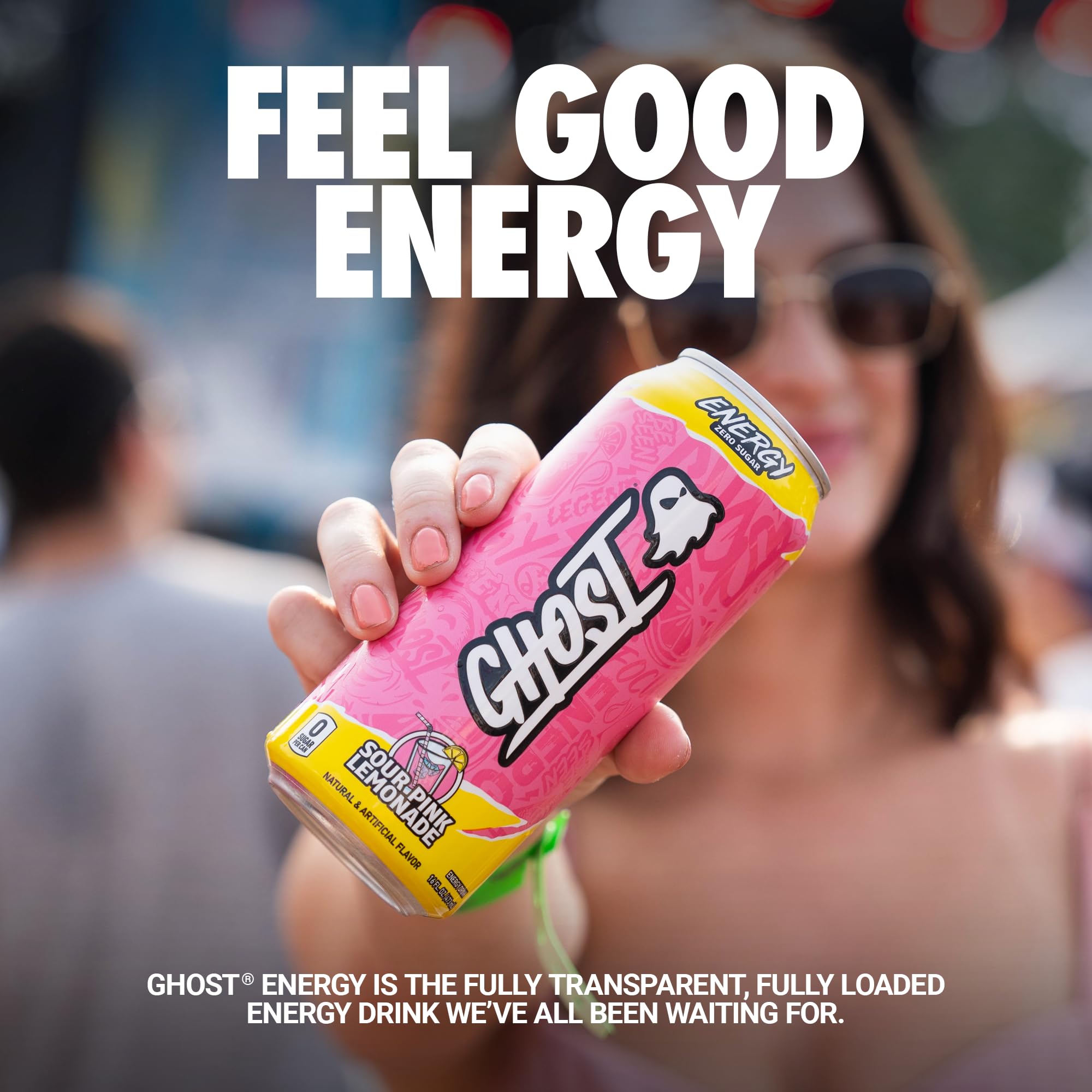 GHOST can top and pull-tab close-up showing easy-open convenience and freshness