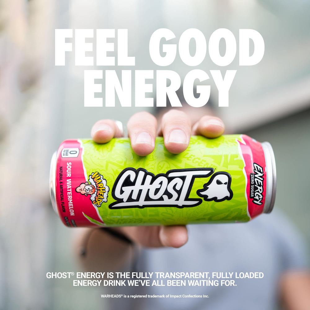 GHOST etiqueta transparente con dosis claras para conocer ingredientes y beneficios