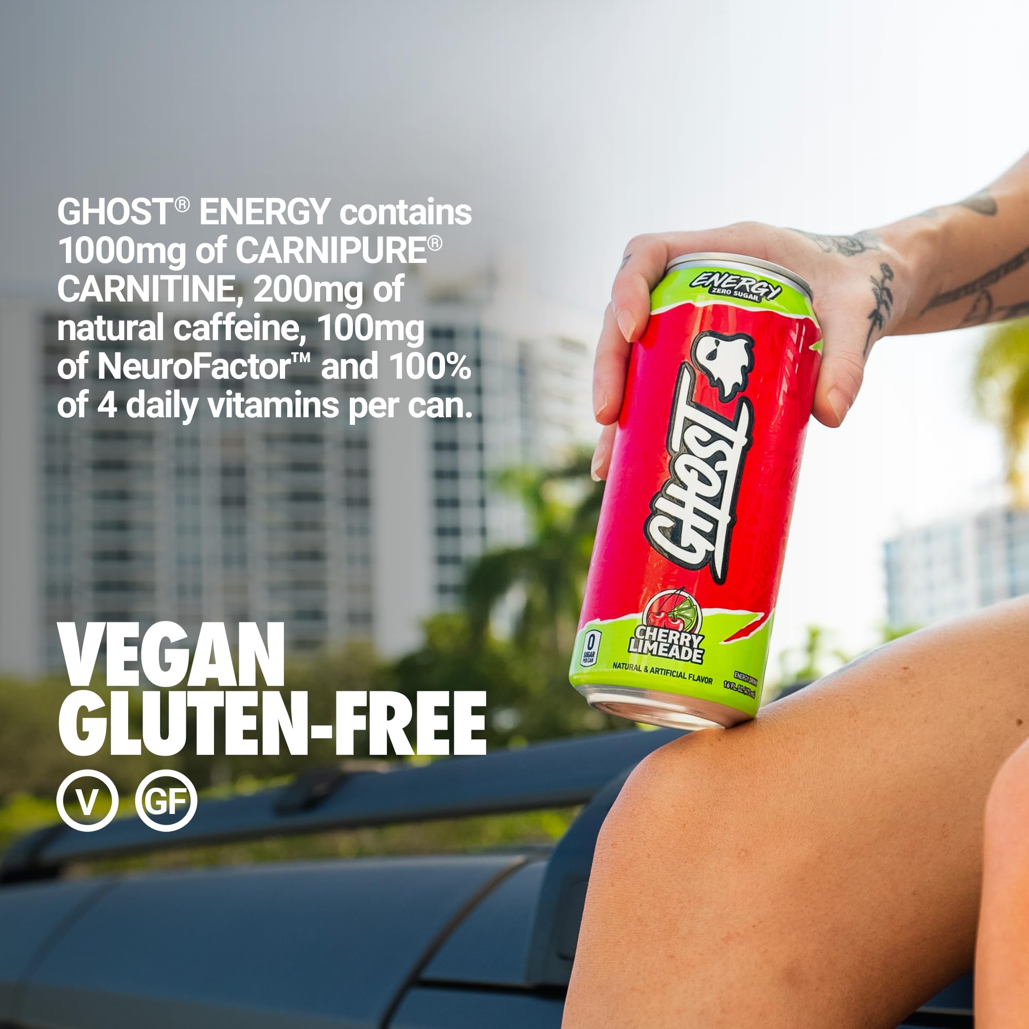 GHOST pack de 12 latas, presentación práctica para almacenamiento