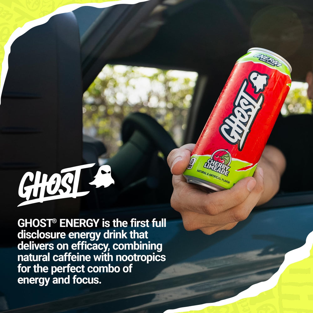 GHOST lata junto a equipo de entrenamiento para energía durante ejercicio