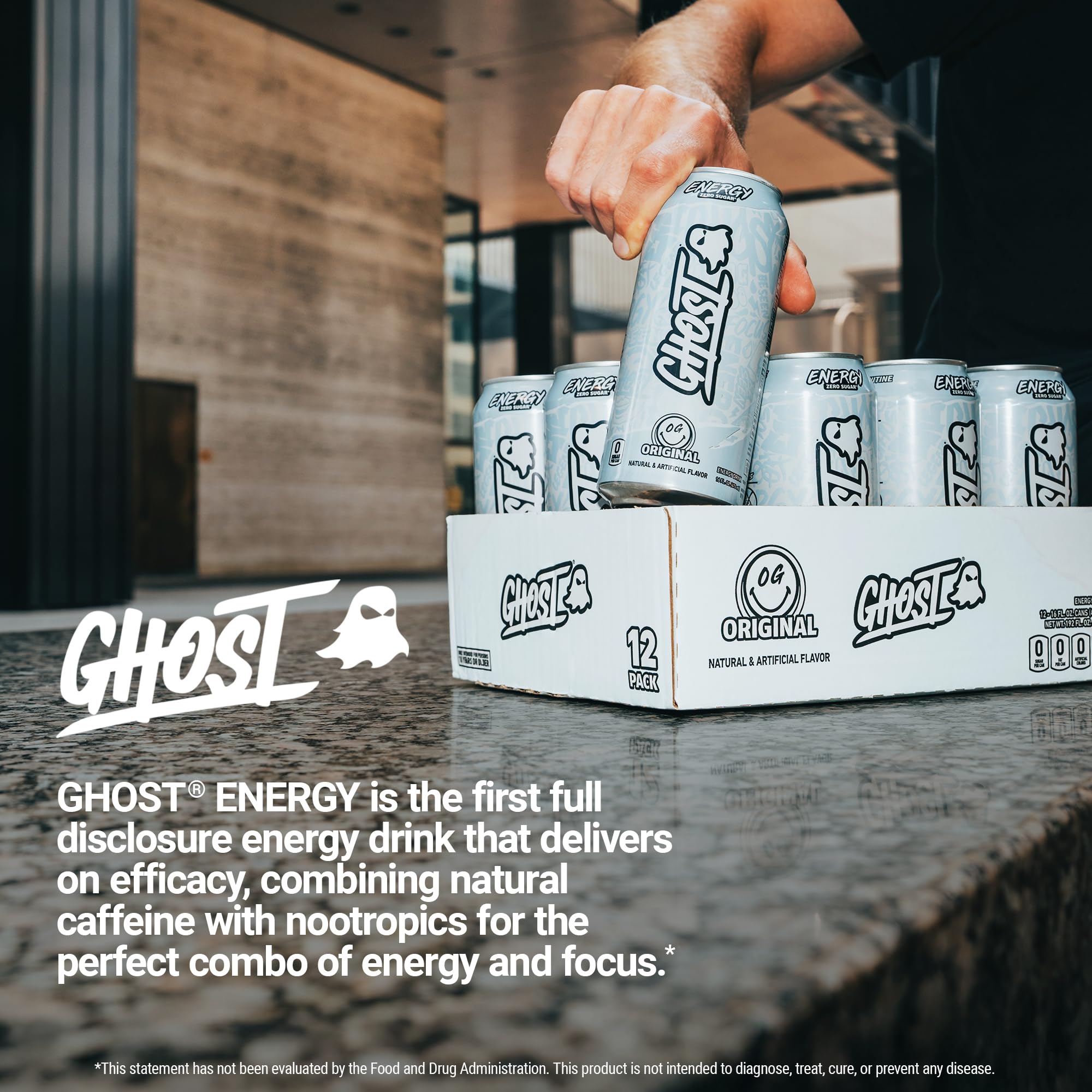 GHOST en mesa social destacando disfrute sin azúcares añadidos
