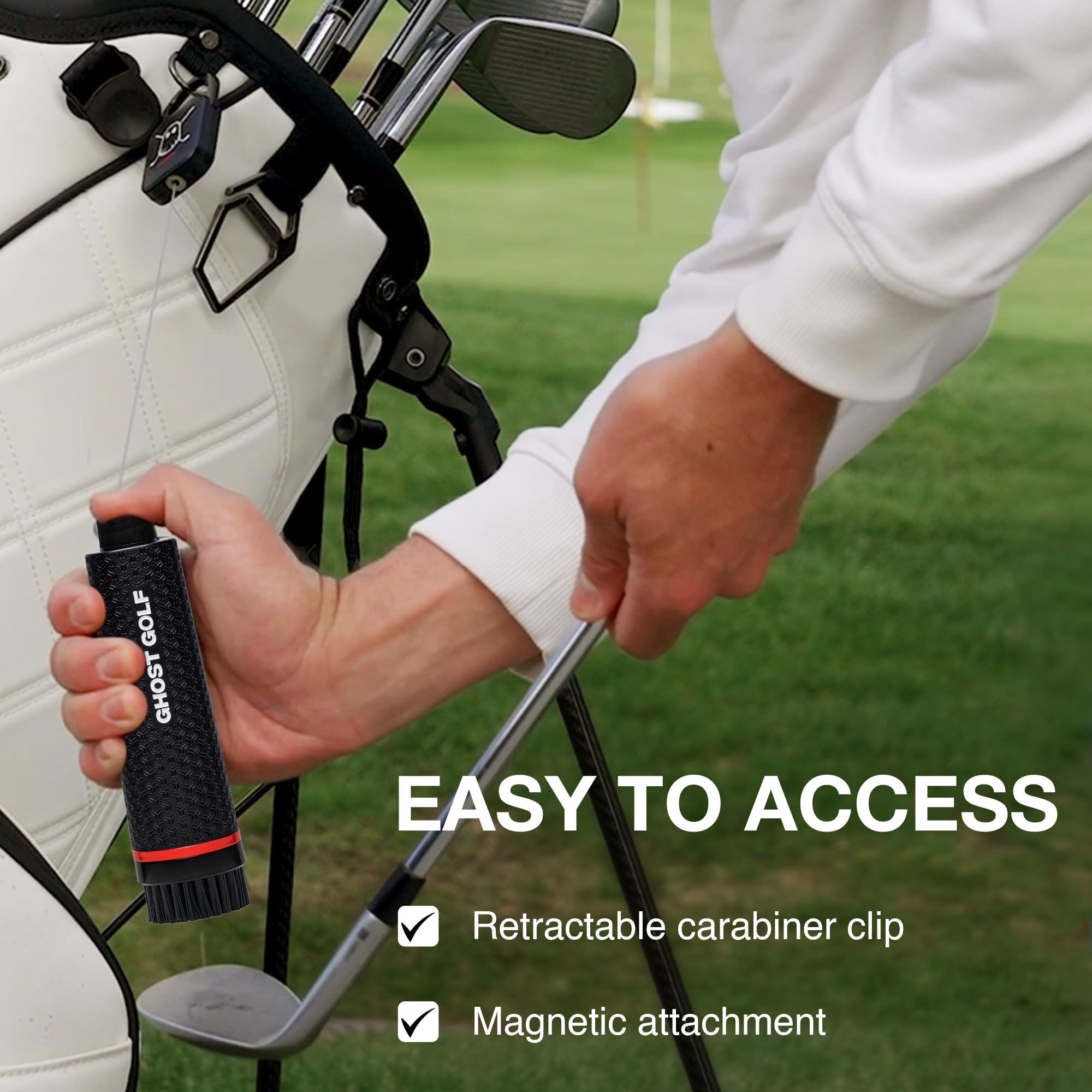Ghost Golf cabezales intercambiables mostrados, versatilidad para palos y zapatos