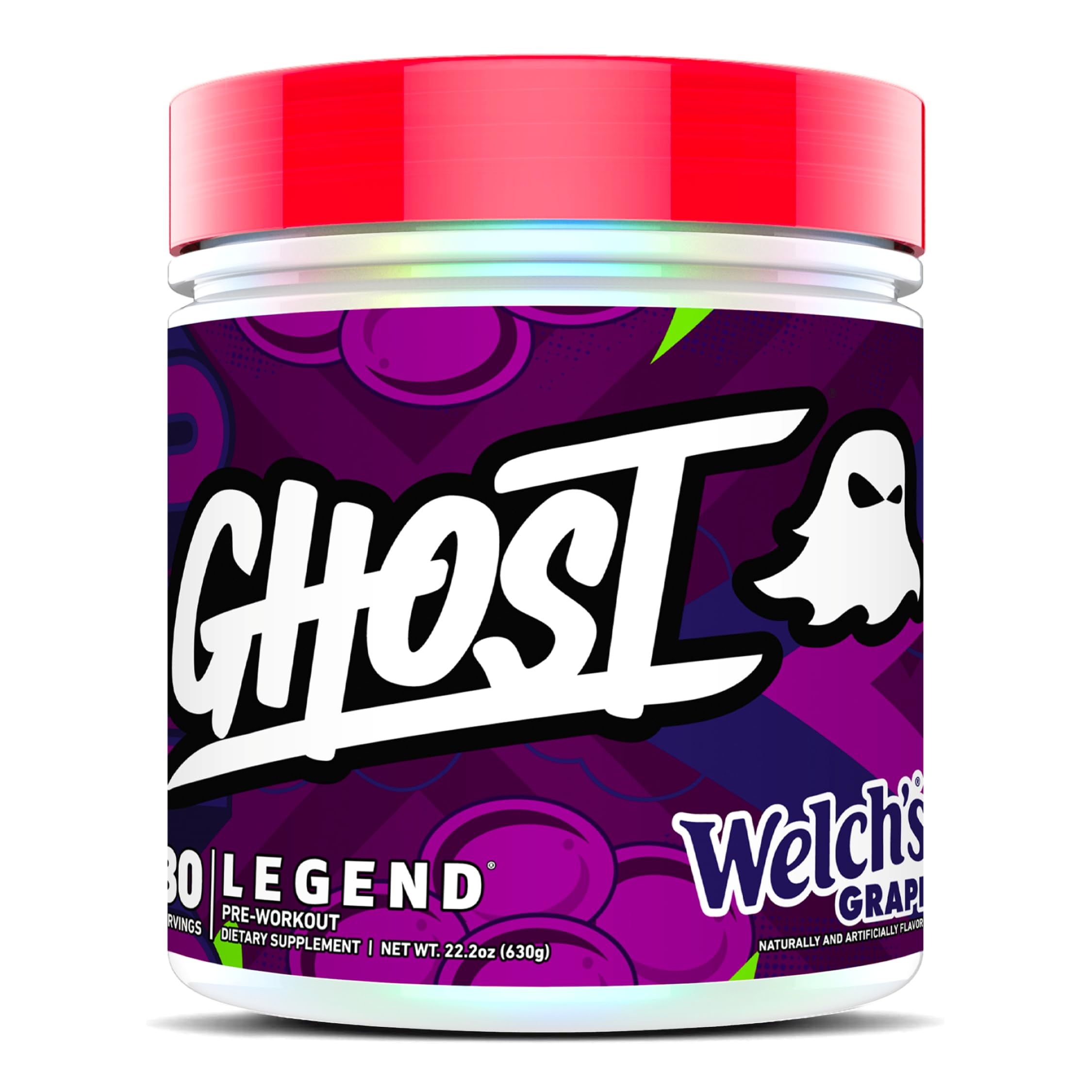 GHOST envase frontal mostrando diseño y sabor Welch's Grape para elegir con confianza