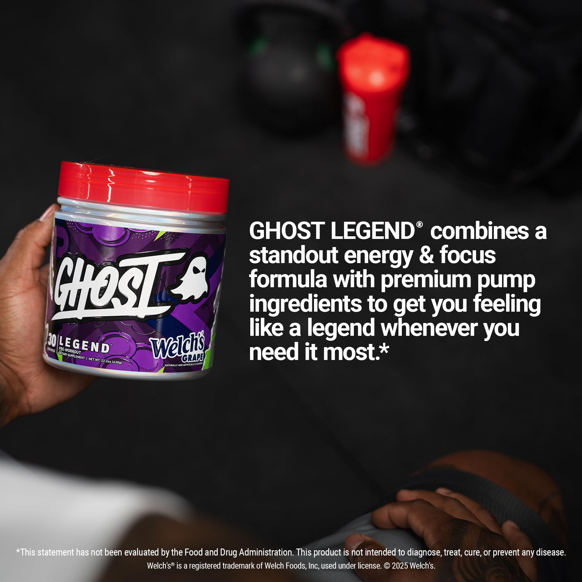GHOST envase junto a una cinta métrica que indica 30 servicios y tamaño práctico