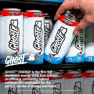 GHOST bebida servida fría en mesa social mostrando consumo responsable