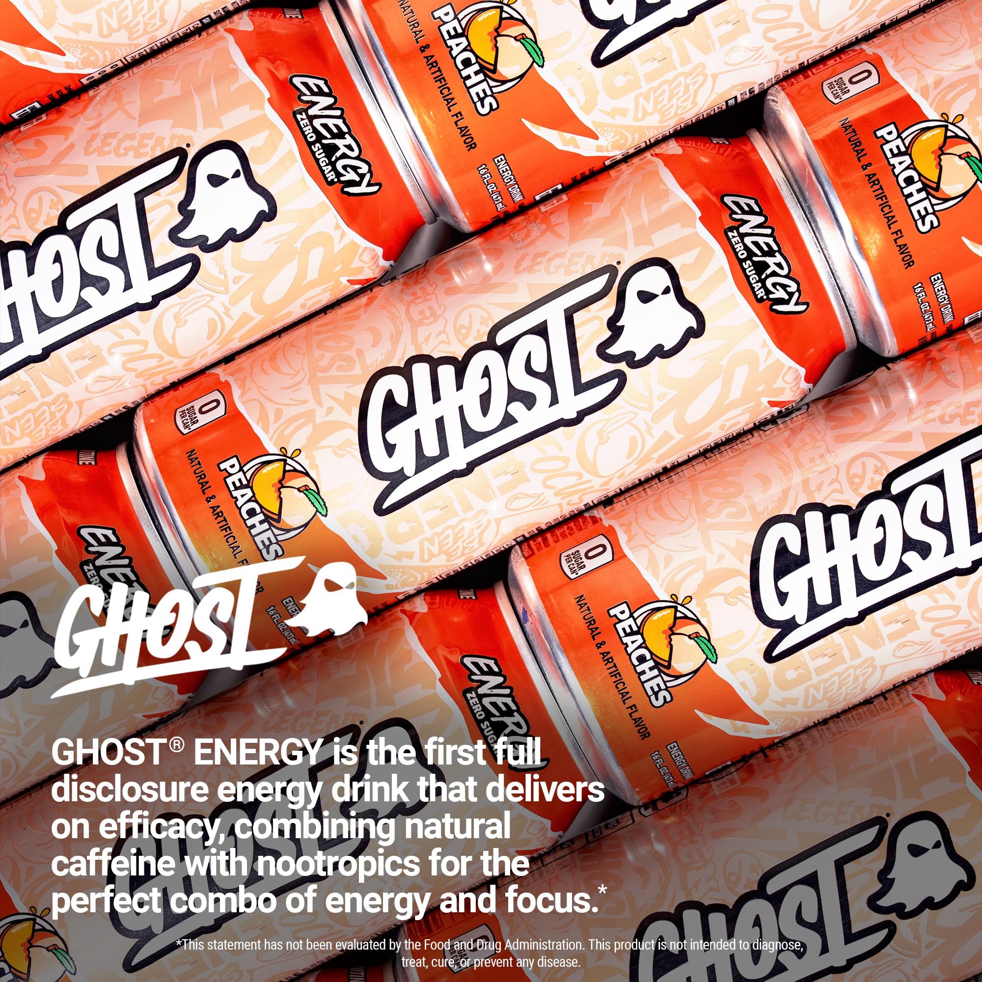 Caja de 12 GHOST Peaches en estantería lista para almacenar y compartir
