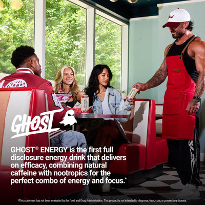 GHOST can in a lifestyle outdoor setting suggesting portable energy and focus