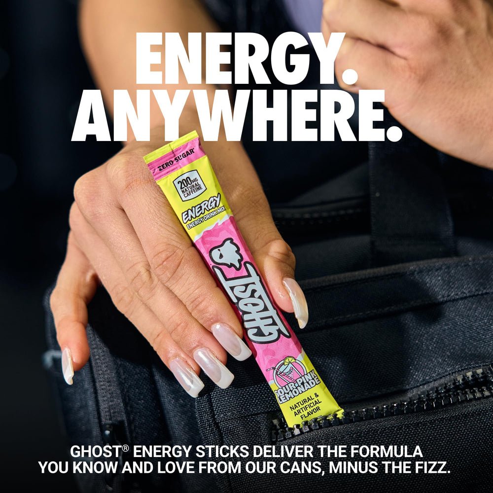 GHOST stick powder close-up highlighting easy dissolving and convenience