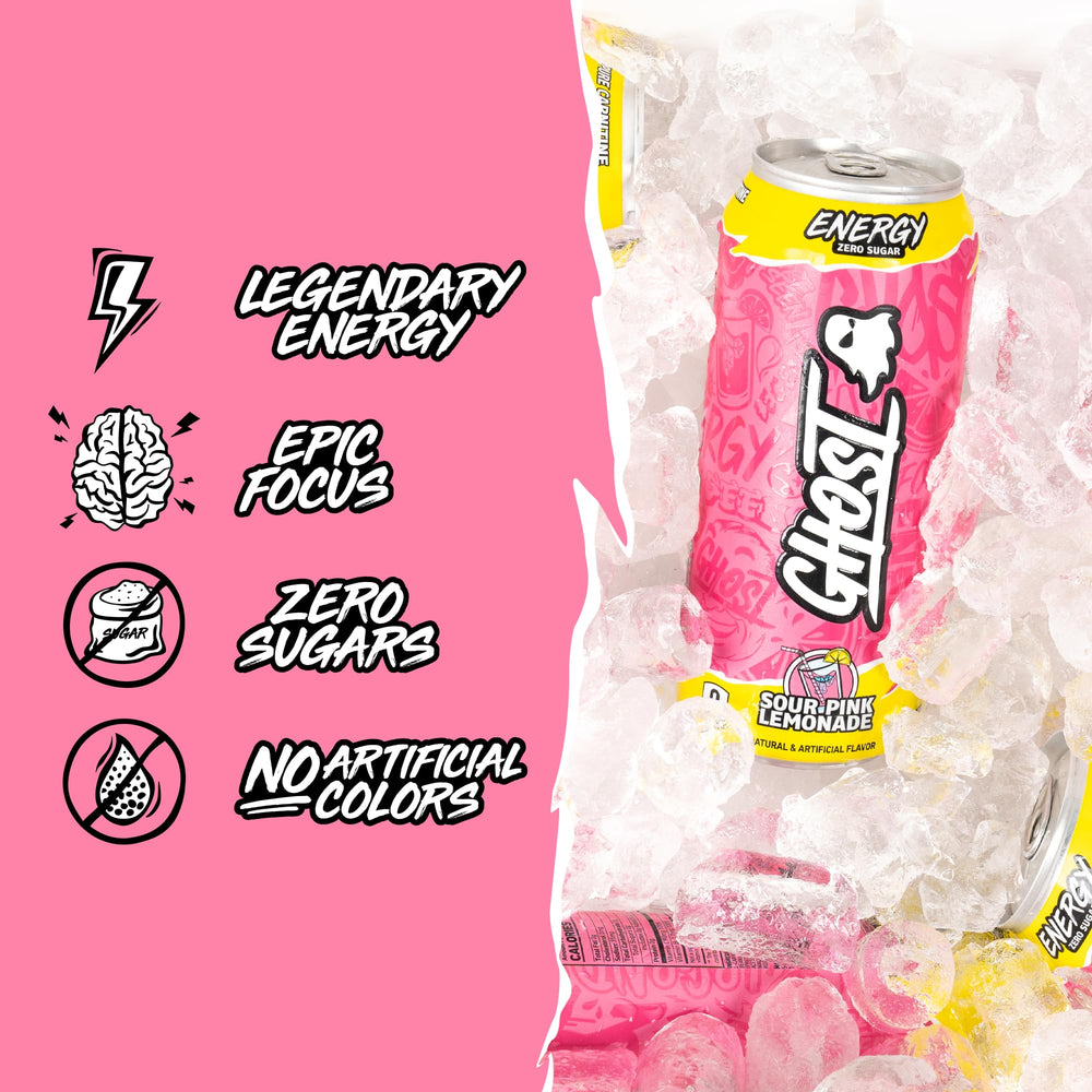GHOST pour into glass showing vivid color and sugar-free refreshment