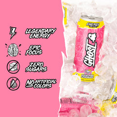 GHOST pour into glass showing vivid color and sugar-free refreshment
