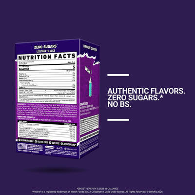 GHOST mixed Welch's Grape drink in bottle demonstrating easy on-the-go use