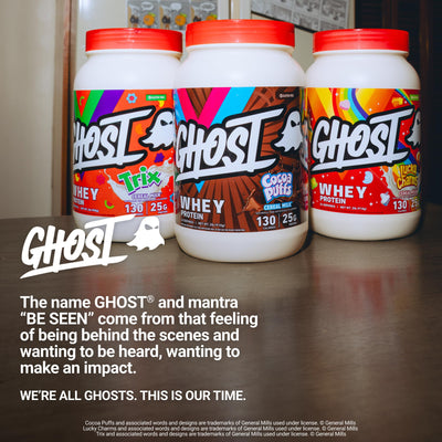 GHOST etiqueta transparente mostrando desglose claro de ingredientes