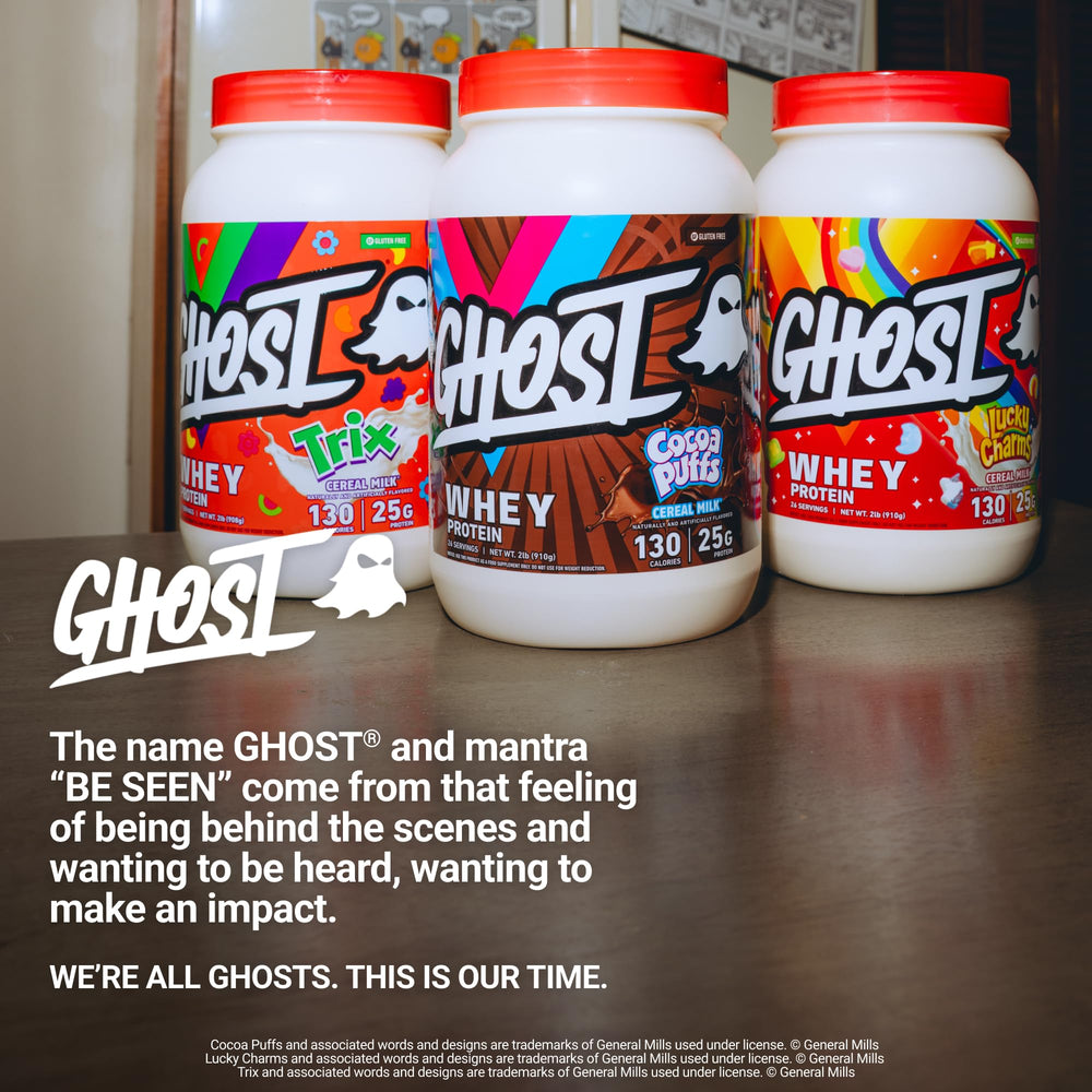 GHOST etiqueta transparente mostrando desglose claro de ingredientes