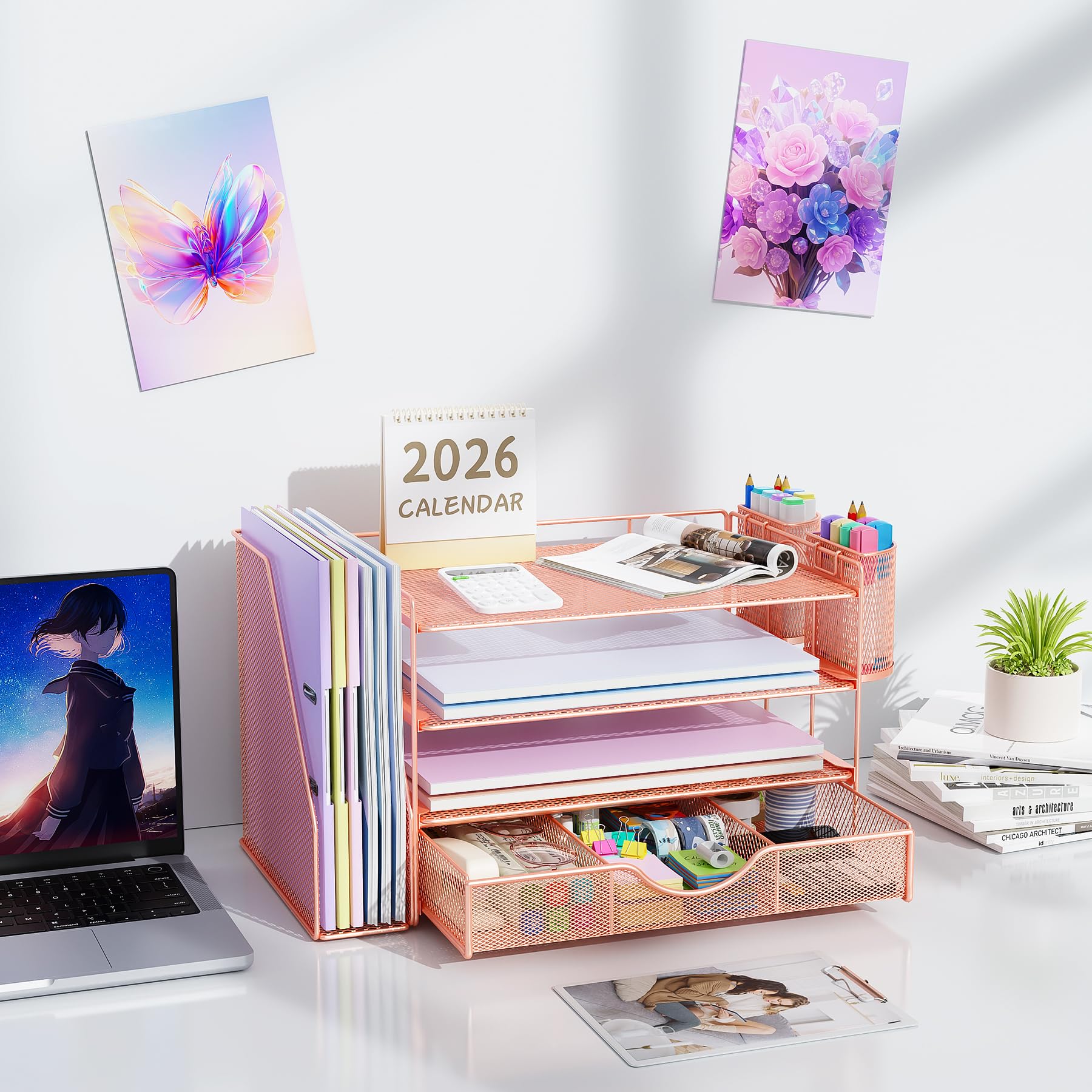 gianotter estilo decorativo rosa dorado aporta elegancia y organización