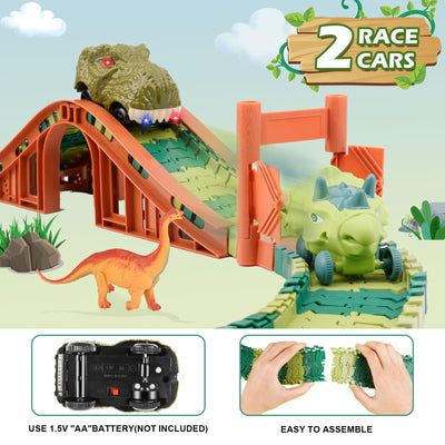 GIAT child building track and racing cars encouraging cooperative play