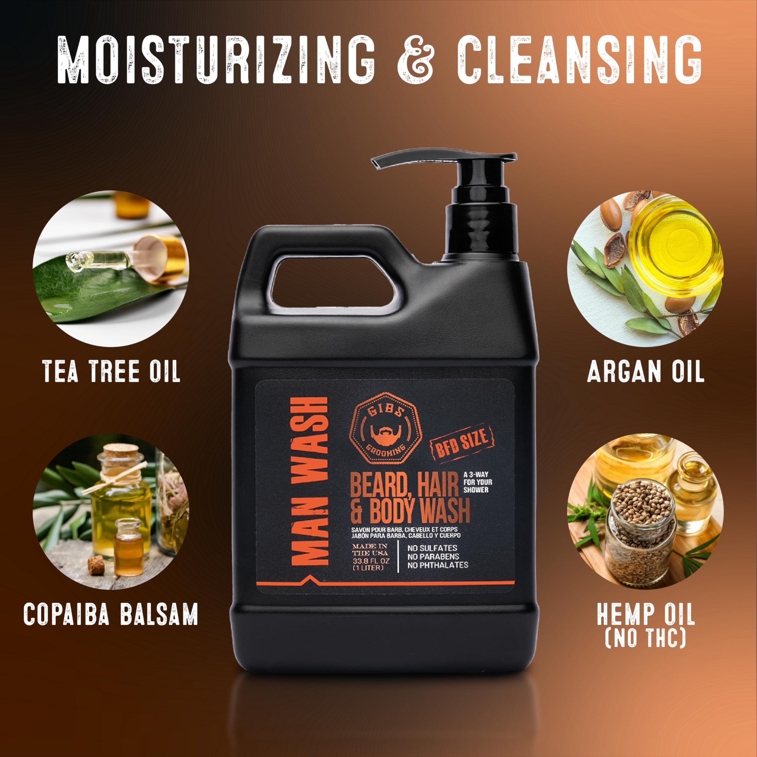 GIBS man wash en ducha usado en barba y cabello para rutina rápida