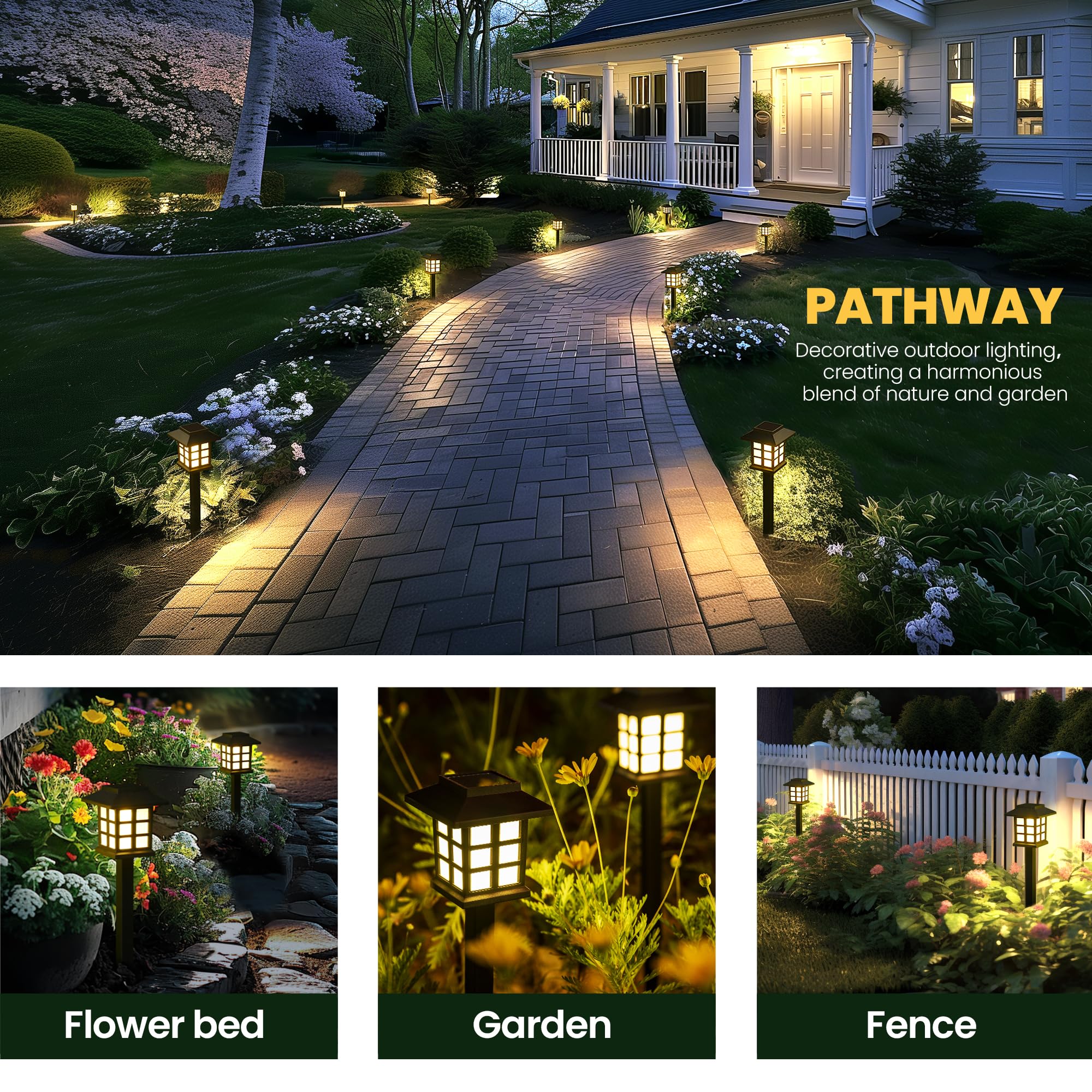 GIGALUMI pathway lit rows evening scene improving nighttime visibility