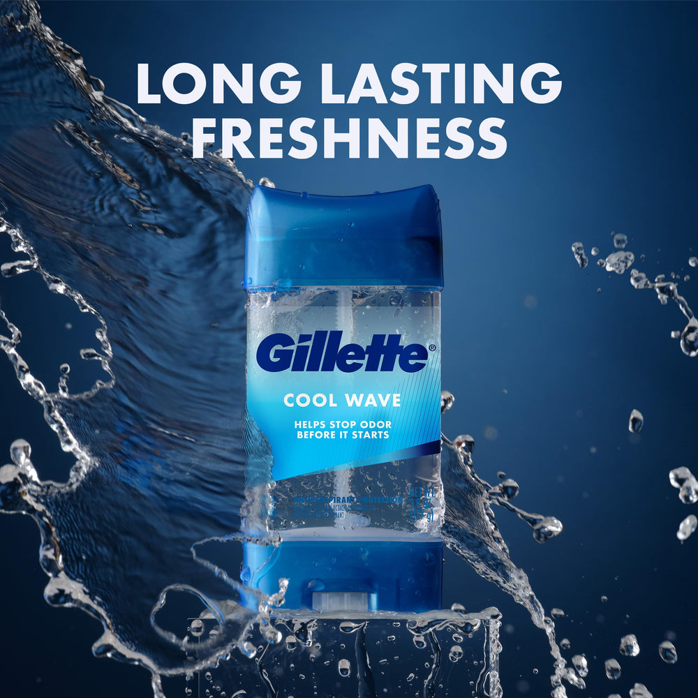 Gillette comparación de tamaño en mano que muestra el formato 3.8 oz