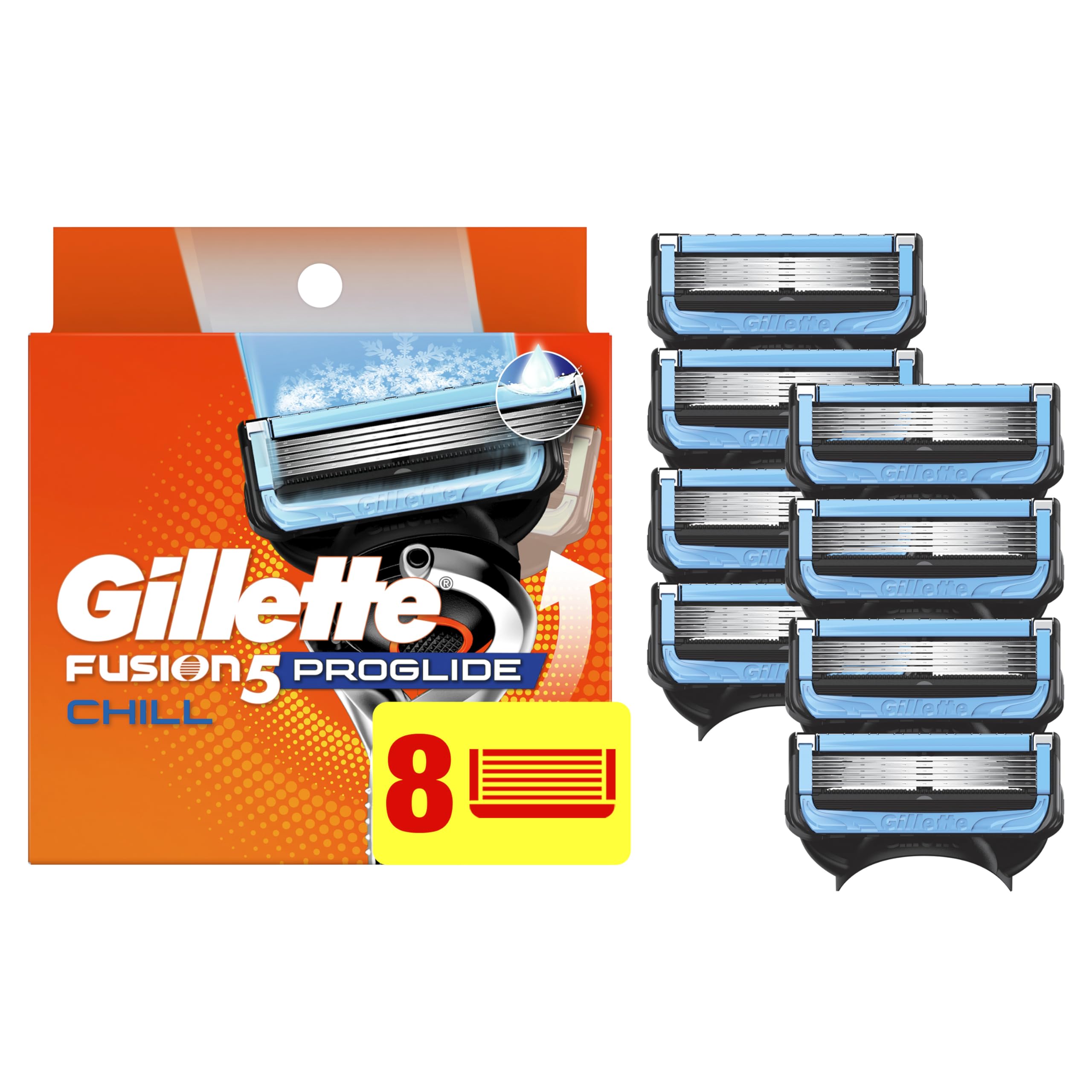 Gillette Fusion5 ProShield Chill frontal mostrando paquete y marca para compra confiable