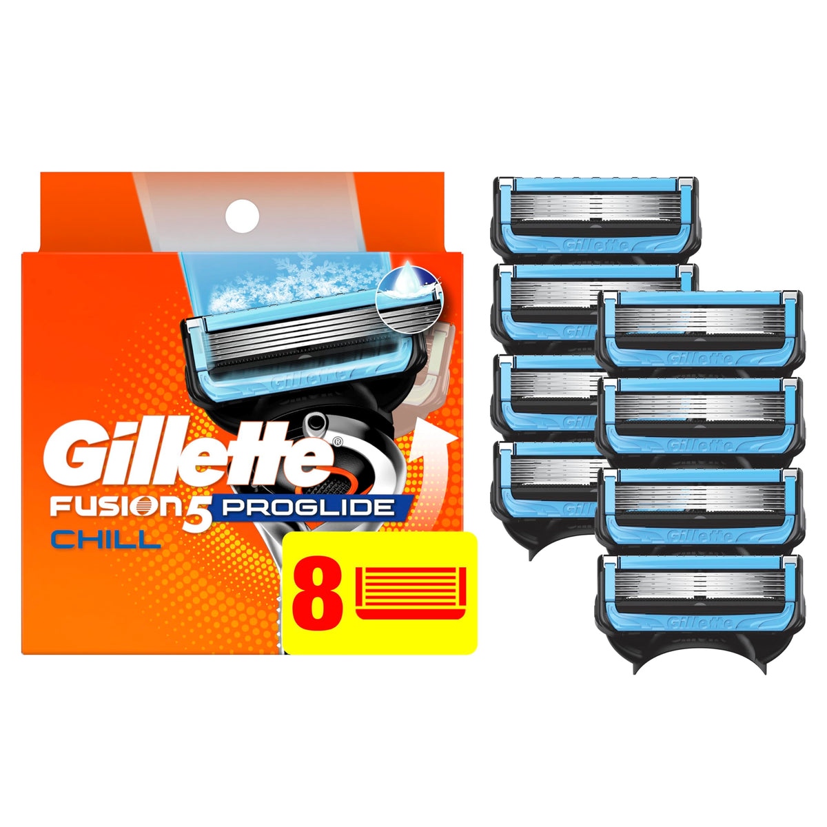 Gillette Fusion5 ProShield Chill frontal mostrando paquete y marca para compra confiable