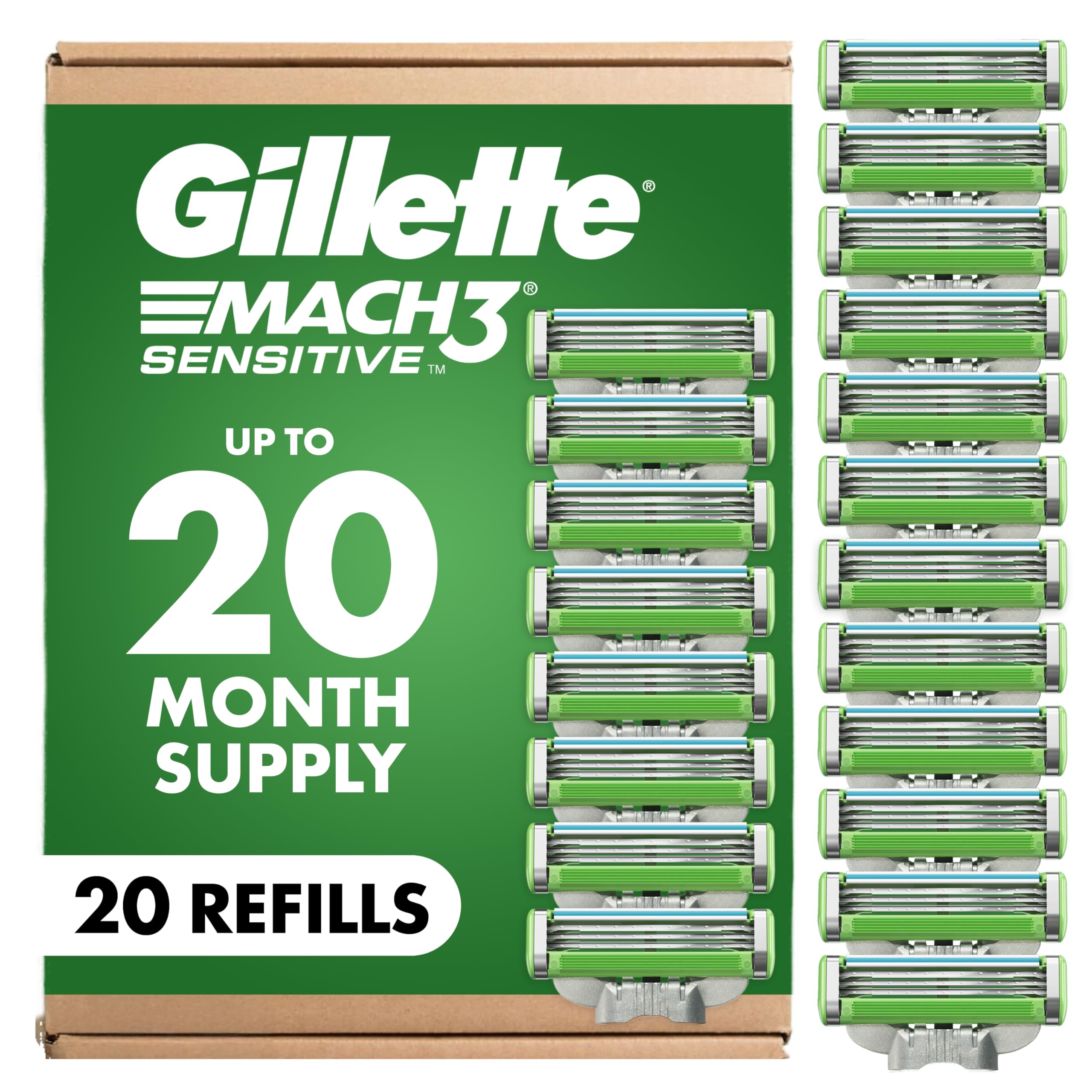 Gillette Mach3 Sensitive frontal del paquete con información clara y ahorro