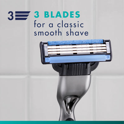 Gillette Mach3 detalle de la tira lubricante para deslizamiento suave
