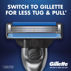 Gillette Mach3 Turbo primer plano de las tres hojas evidenciando menor tirón