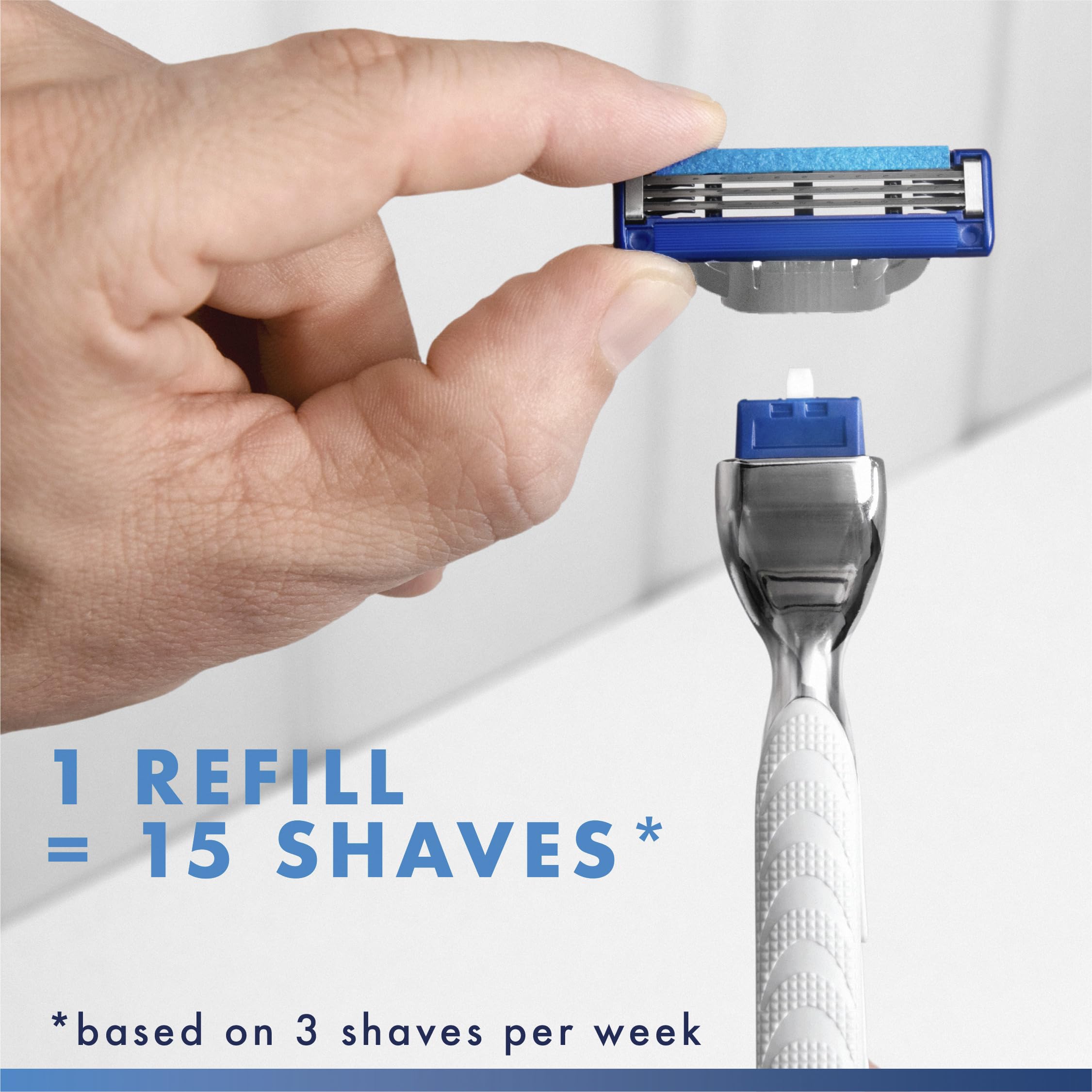 Gillette Mach3 Turbo paquete junto a regla para escala de tamaño y cantidad