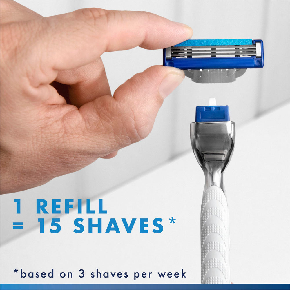 Gillette Mach3 Turbo paquete junto a regla para escala de tamaño y cantidad
