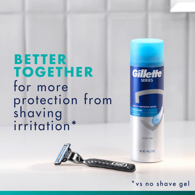 Gillette Mach3 producto en uso durante el afeitado para protección