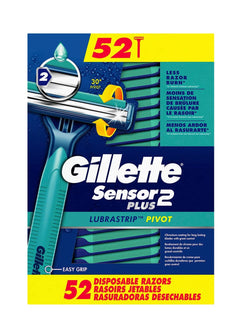 Gillette Sensor2 Plus empaque frontal mostrando caja de 52 rasuradoras y ahorro