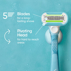 Gillette Venus cartucho de cerca que muestra cinco hojas para afeitado apurado