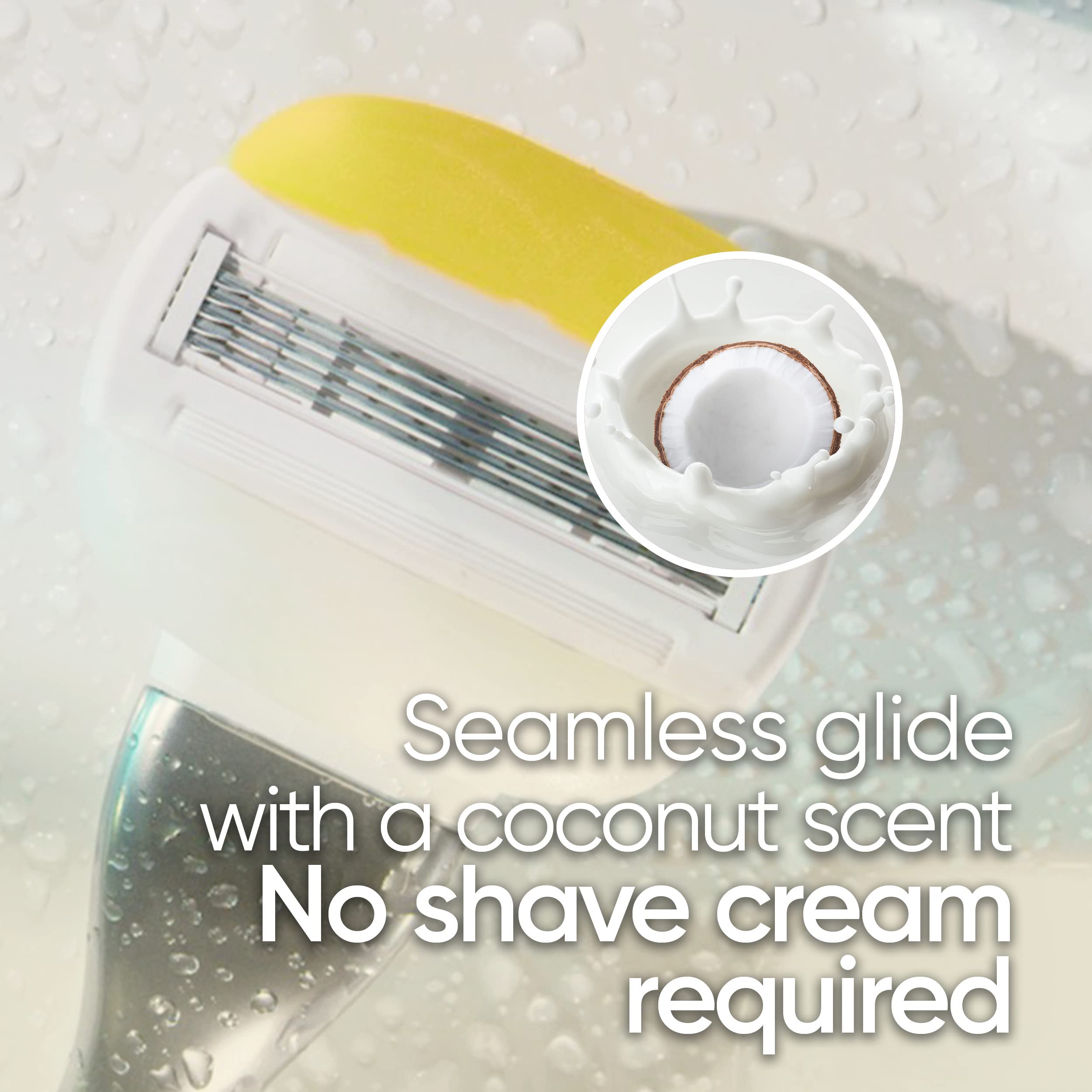 Gillette Venus etiqueta que muestra ingredientes y beneficios hidratantes claros