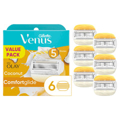 Gillette Venus frontal del paquete mostrando 6 recambios y beneficio conveniencia