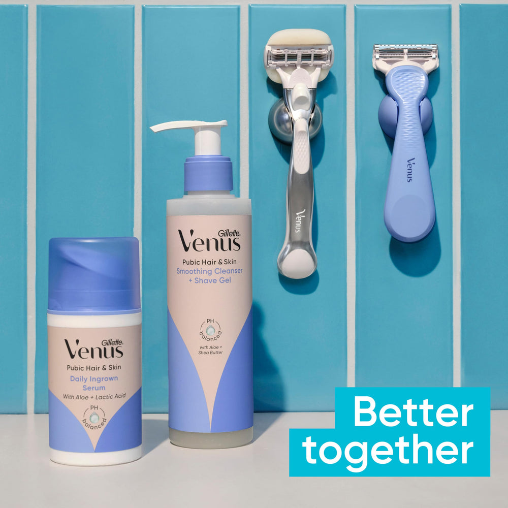 Gillette Venus uso en zona bikini ilustrando corte suave y control