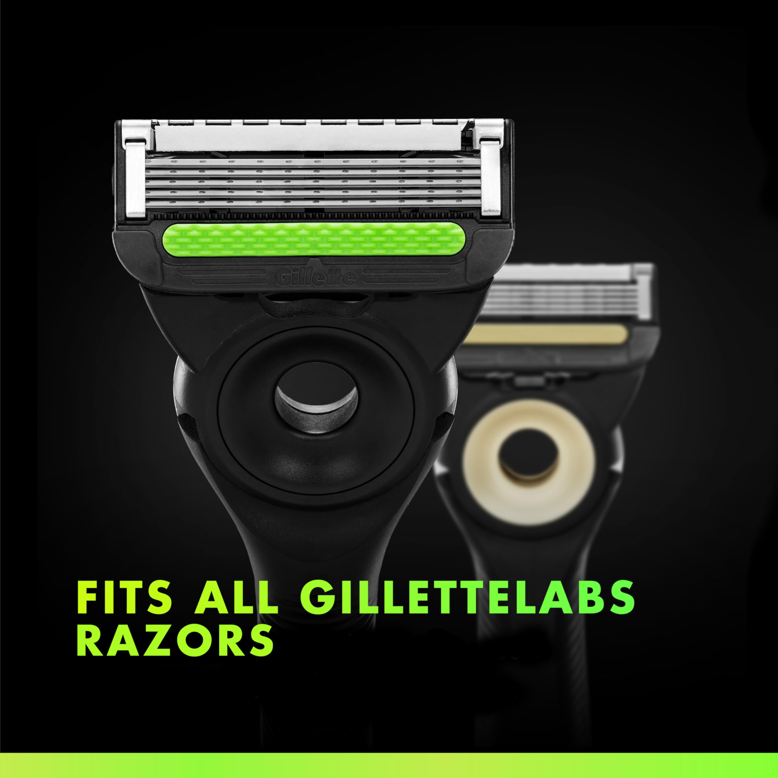 Gillette cartridge center cutout aligned for heated and exfoliating bars