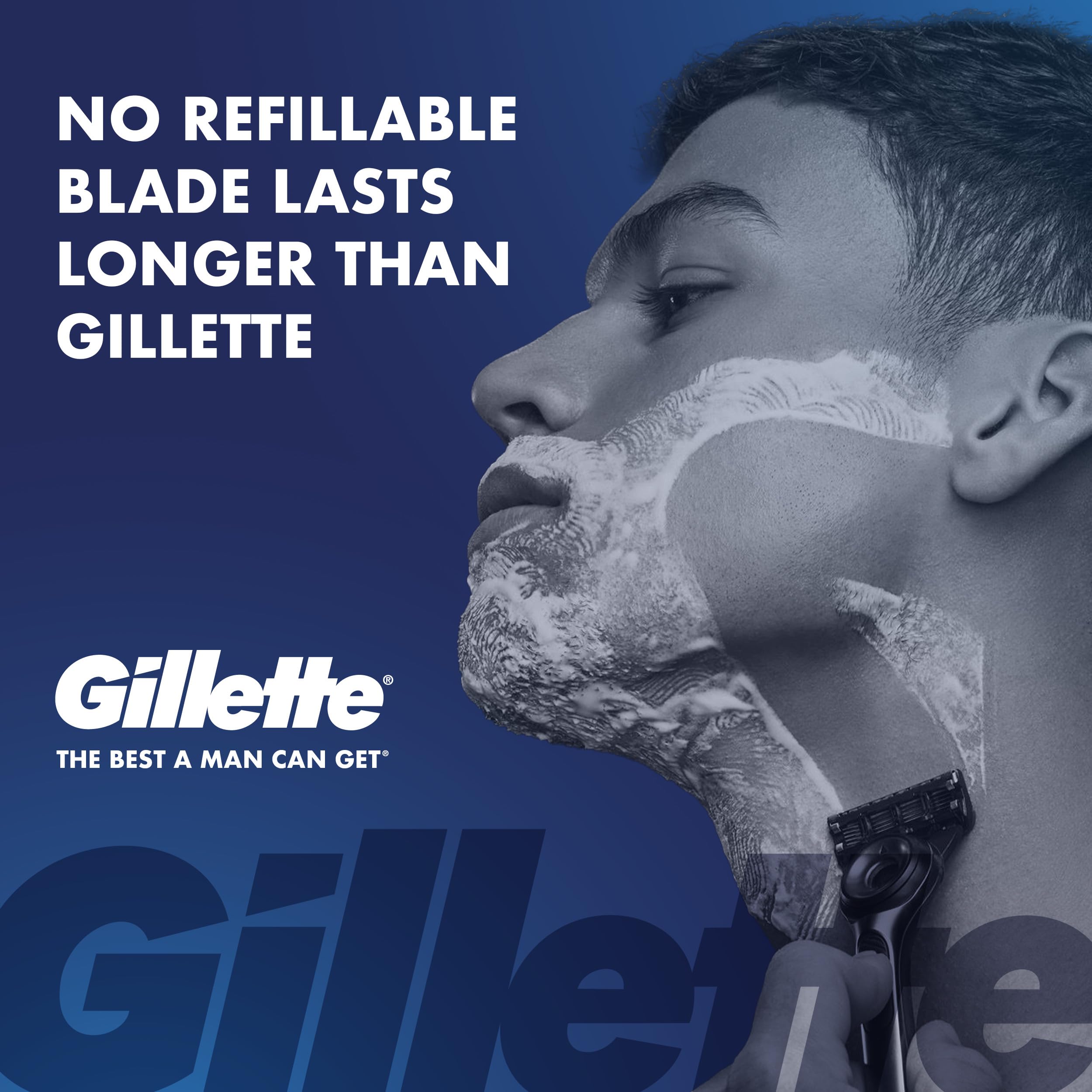 Gillette close-up of five precision blades delivering closer shaves