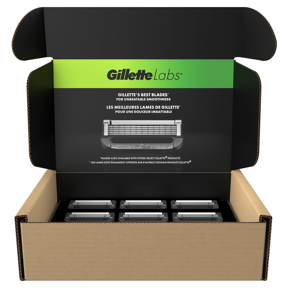 Gillette opened pack displaying all twelve refills ready for use