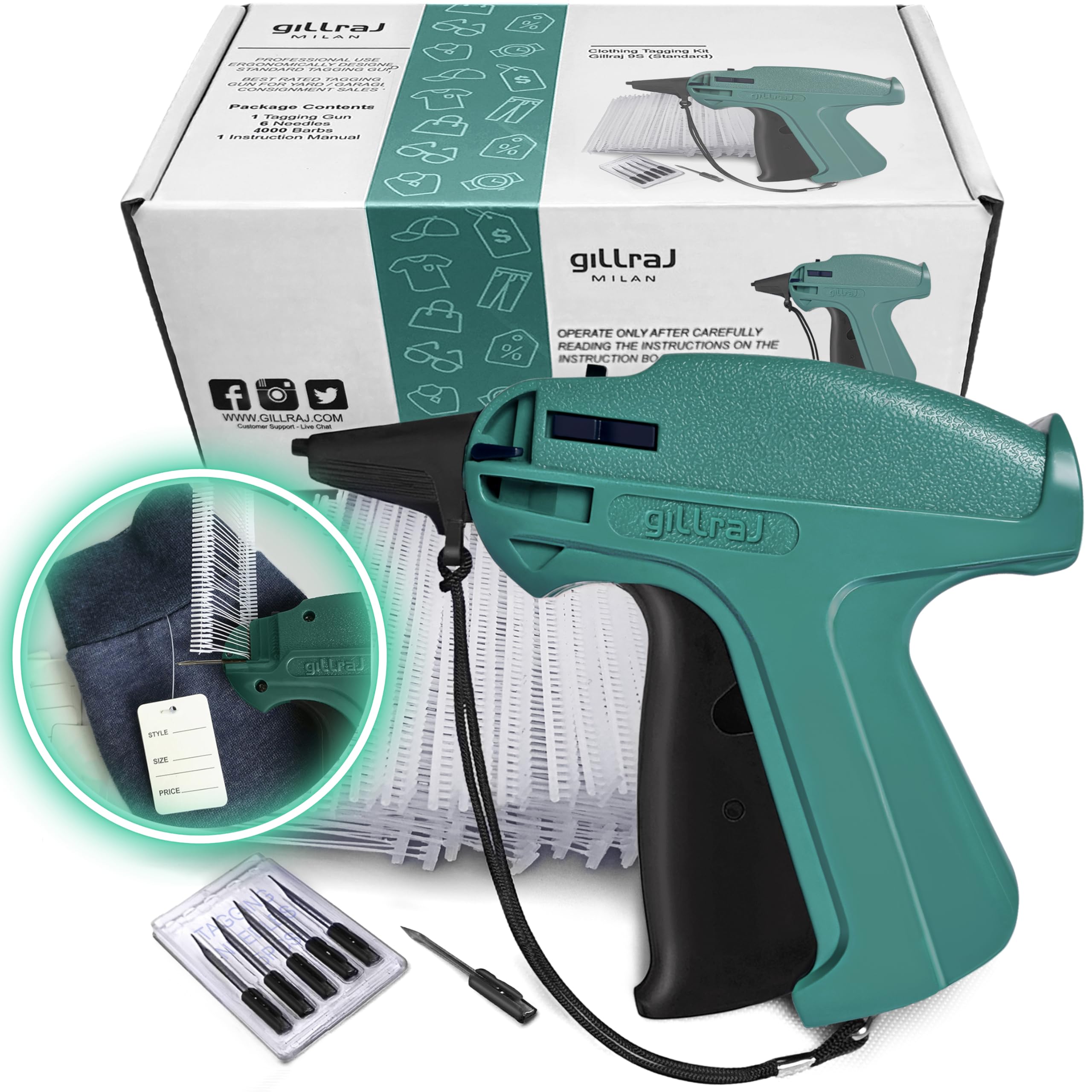 GILLRAJ® pistola de etiquetado frontal mostrando diseño robusto y facilidad de agarre