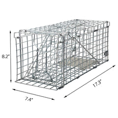 Gingbau trap placed in yard demonstrating live-capture without harm