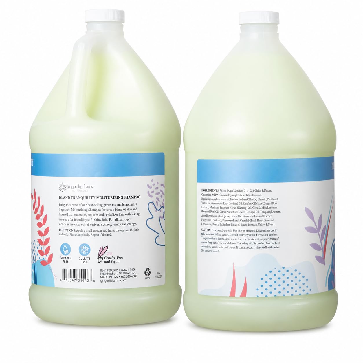 Ginger Lily Farms etiqueta en detalle con ingredientes botánicos beneficiosos
