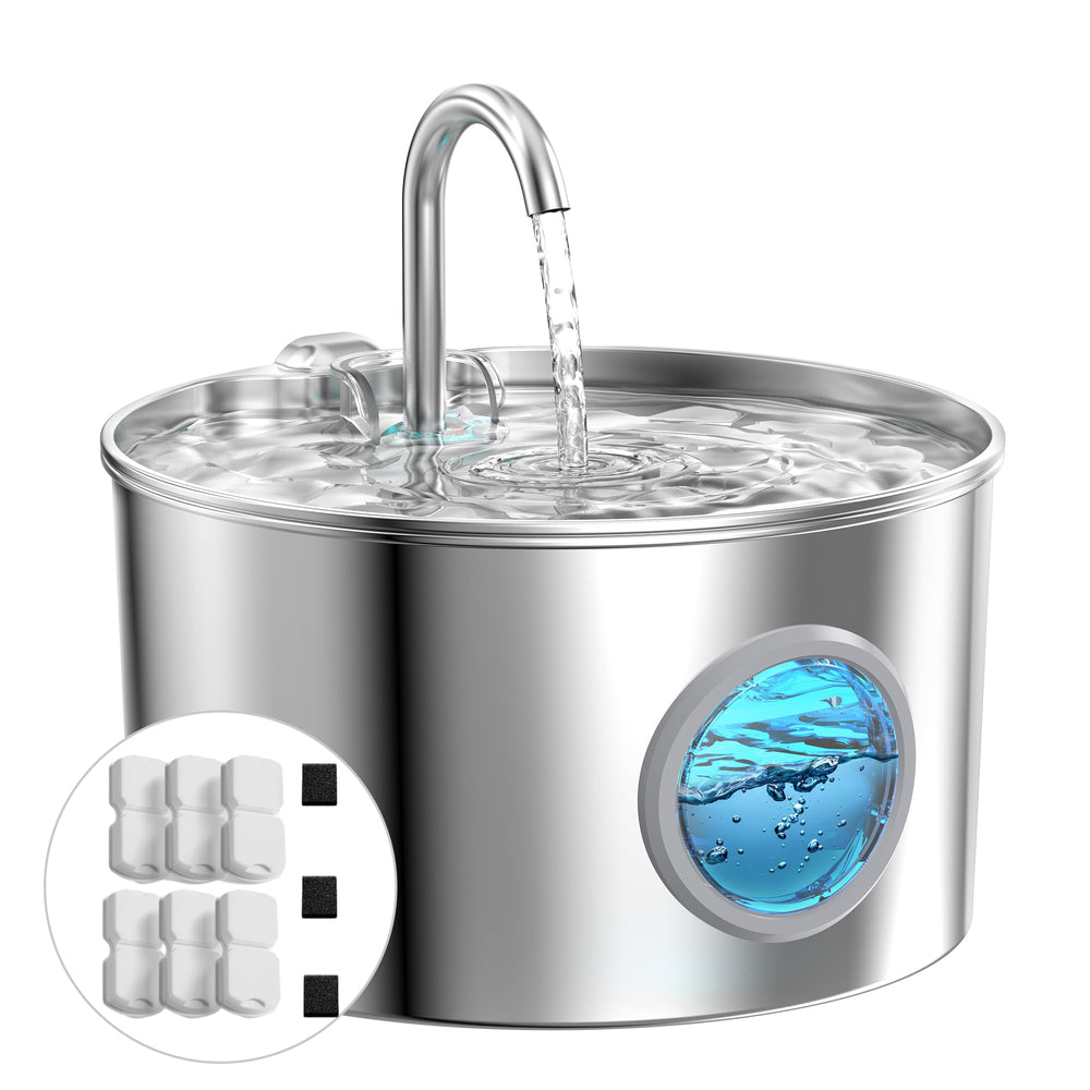GIOTOHUN stainless steel fountain front view showing durable design and hygiene
